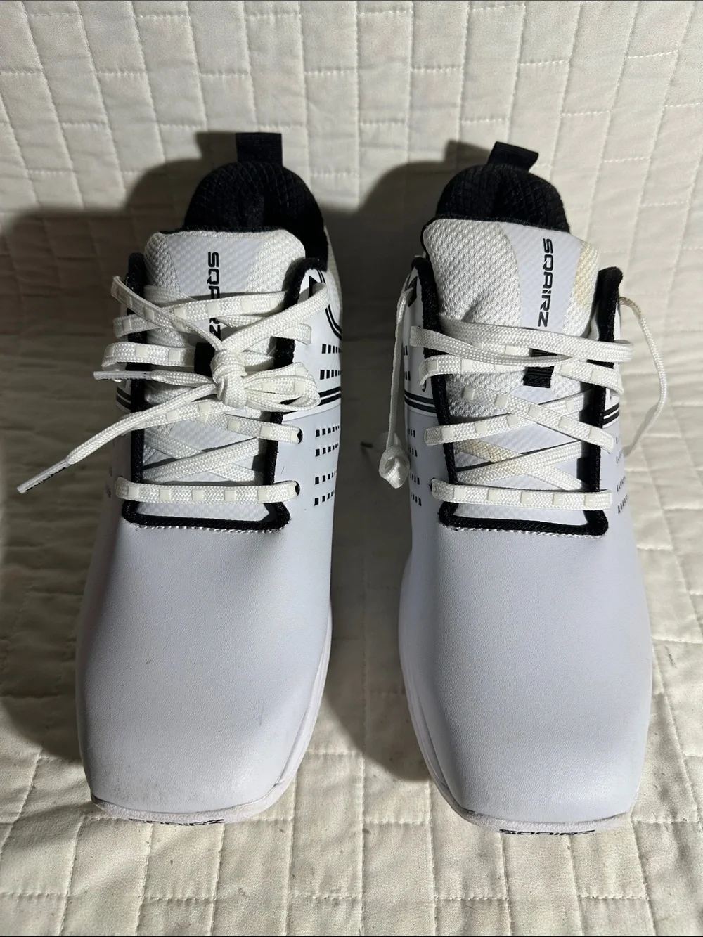 Men's White and Black Molded Baseball Softball Cleats - Lightweight Comfort